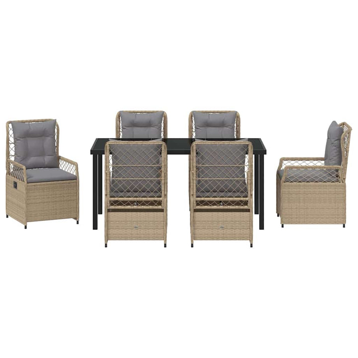 Have Spisebordssæt 7 pcs Beige og lys grå polyrattan