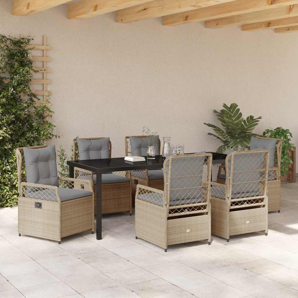 Have Spisebordssæt 7 pcs Beige og lys grå polyrattan