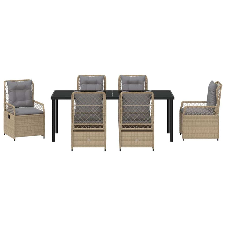 Have Spisebordssæt 7 pcs Beige og lys grå polyrattan