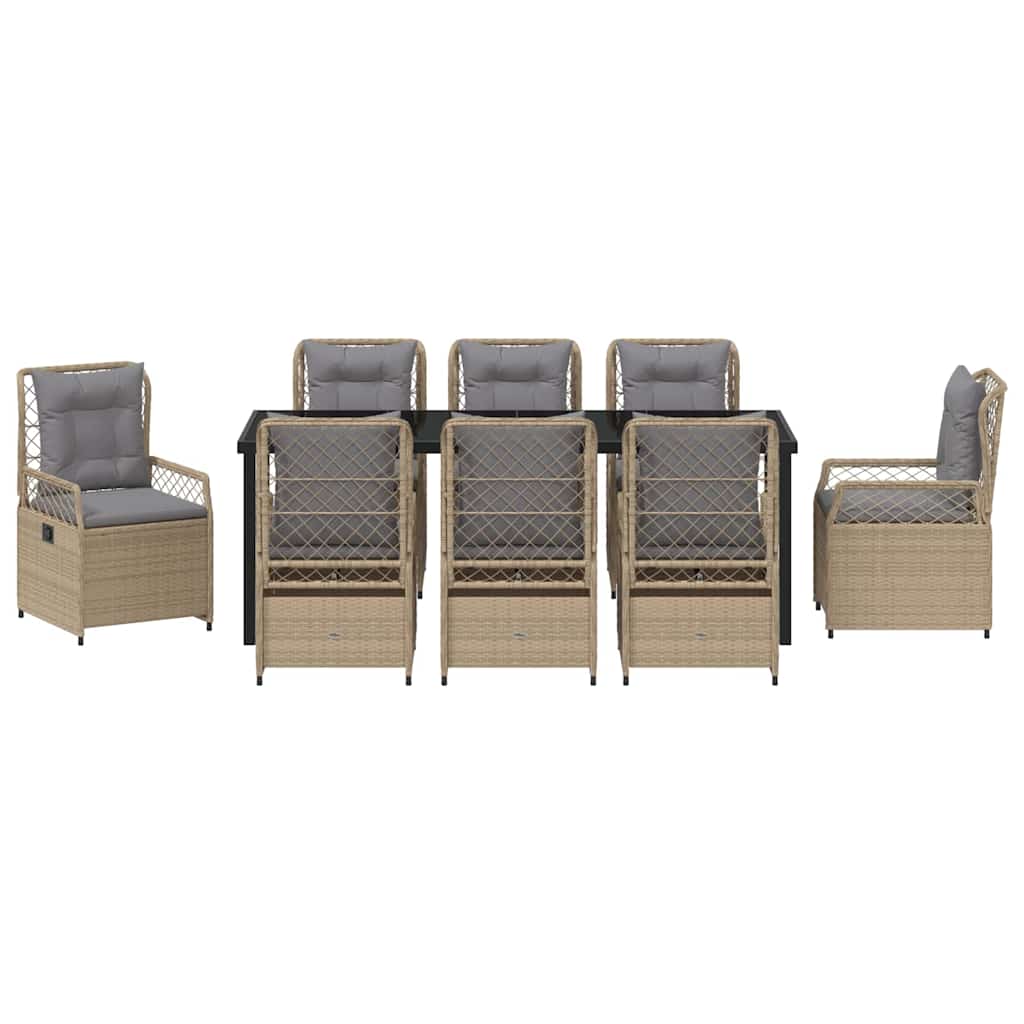Have Spisebordssæt 9 pcs Beige og lys grå polyrattan