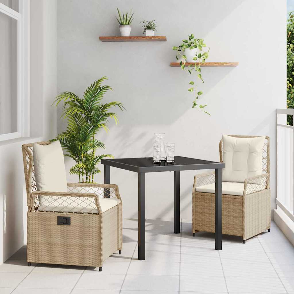 Have Spisebordssæt 3 pcs Beige og cremehvid polyrattan