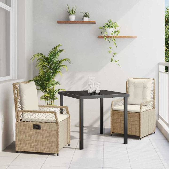 Have Spisebordssæt 3 pcs Beige og cremehvid polyrattan