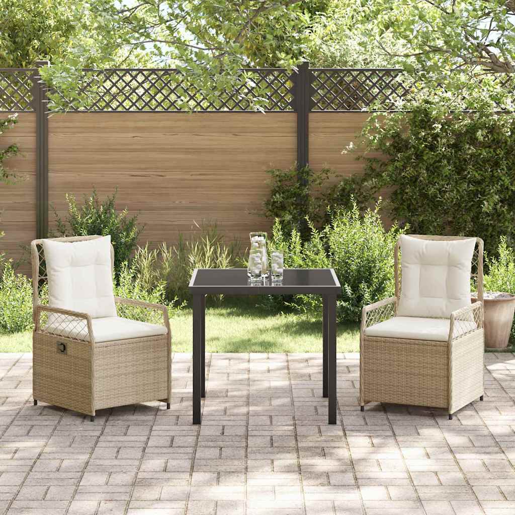 Have Spisebordssæt 3 pcs Beige og cremehvid polyrattan