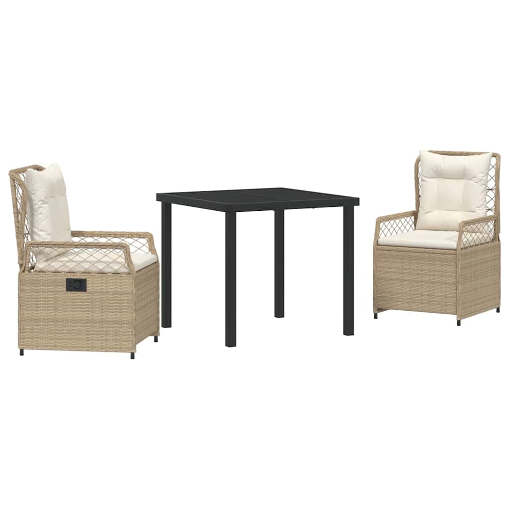 Have Spisebordssæt 3 pcs Beige og cremehvid polyrattan