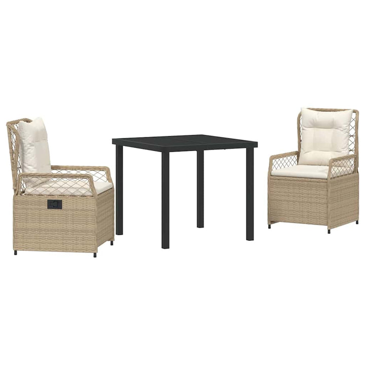 Have Spisebordssæt 3 pcs Beige og cremehvid polyrattan