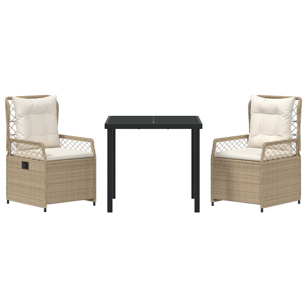 Have Spisebordssæt 3 pcs Beige og cremehvid polyrattan