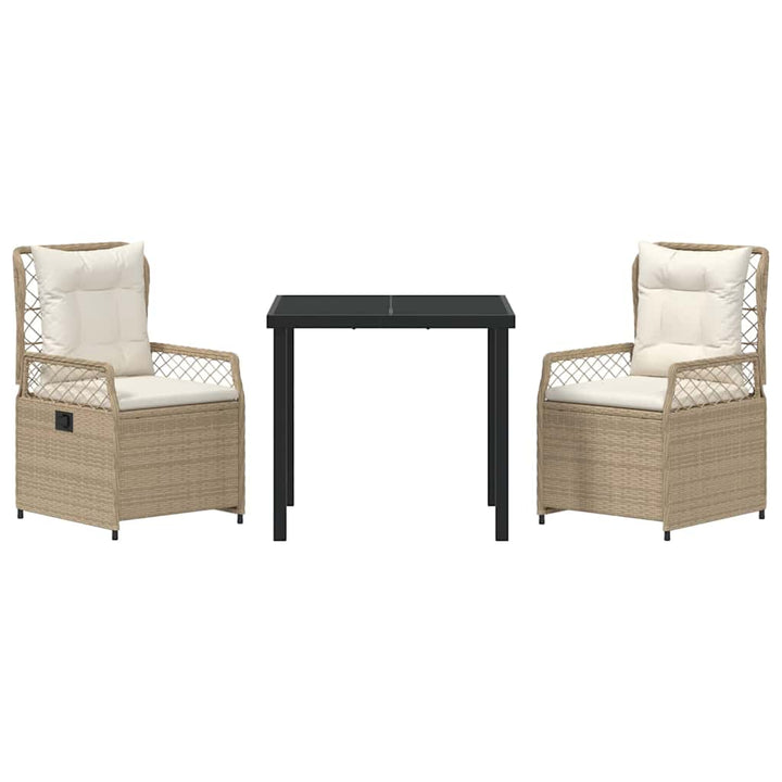 Have Spisebordssæt 3 pcs Beige og cremehvid polyrattan