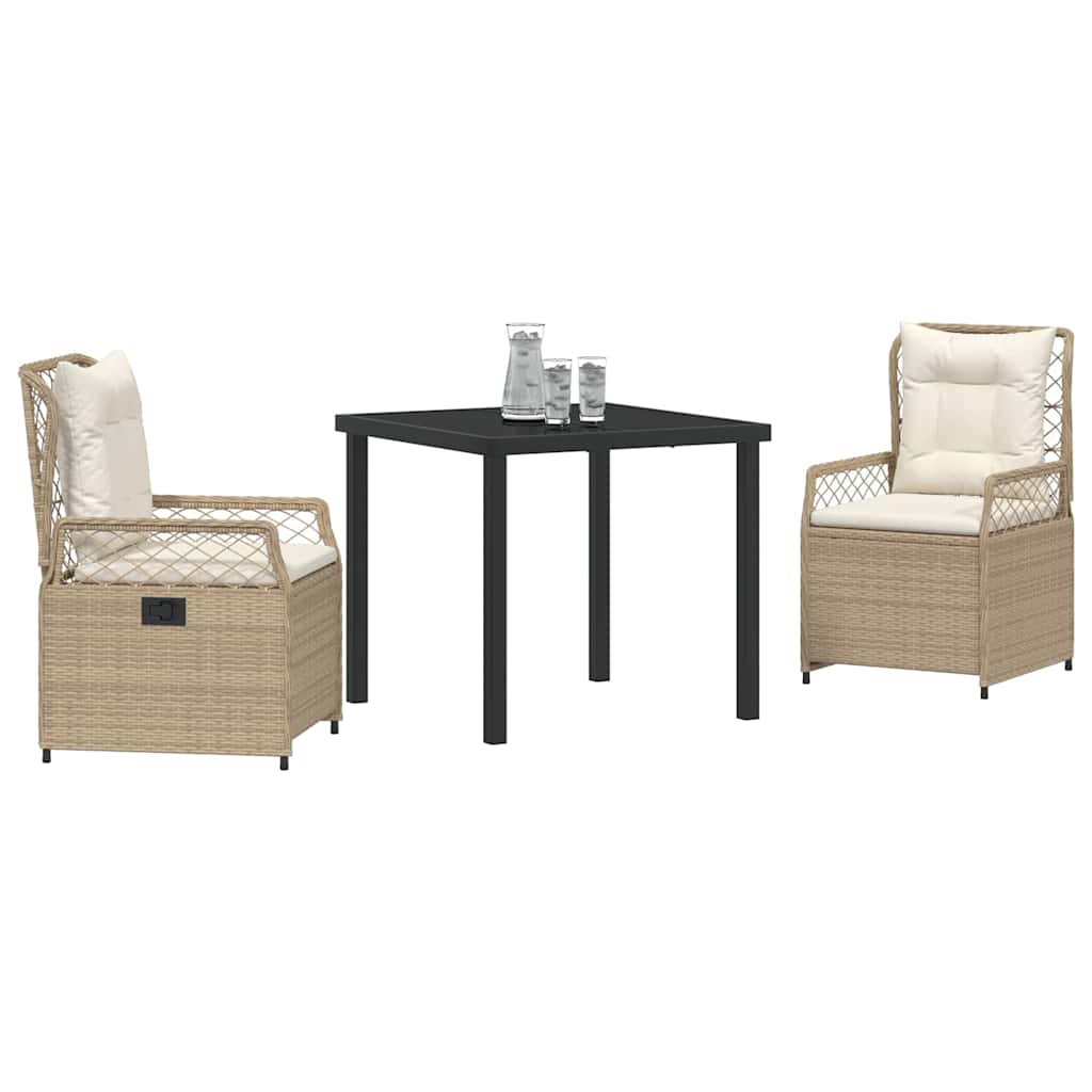Have Spisebordssæt 3 pcs Beige og cremehvid polyrattan
