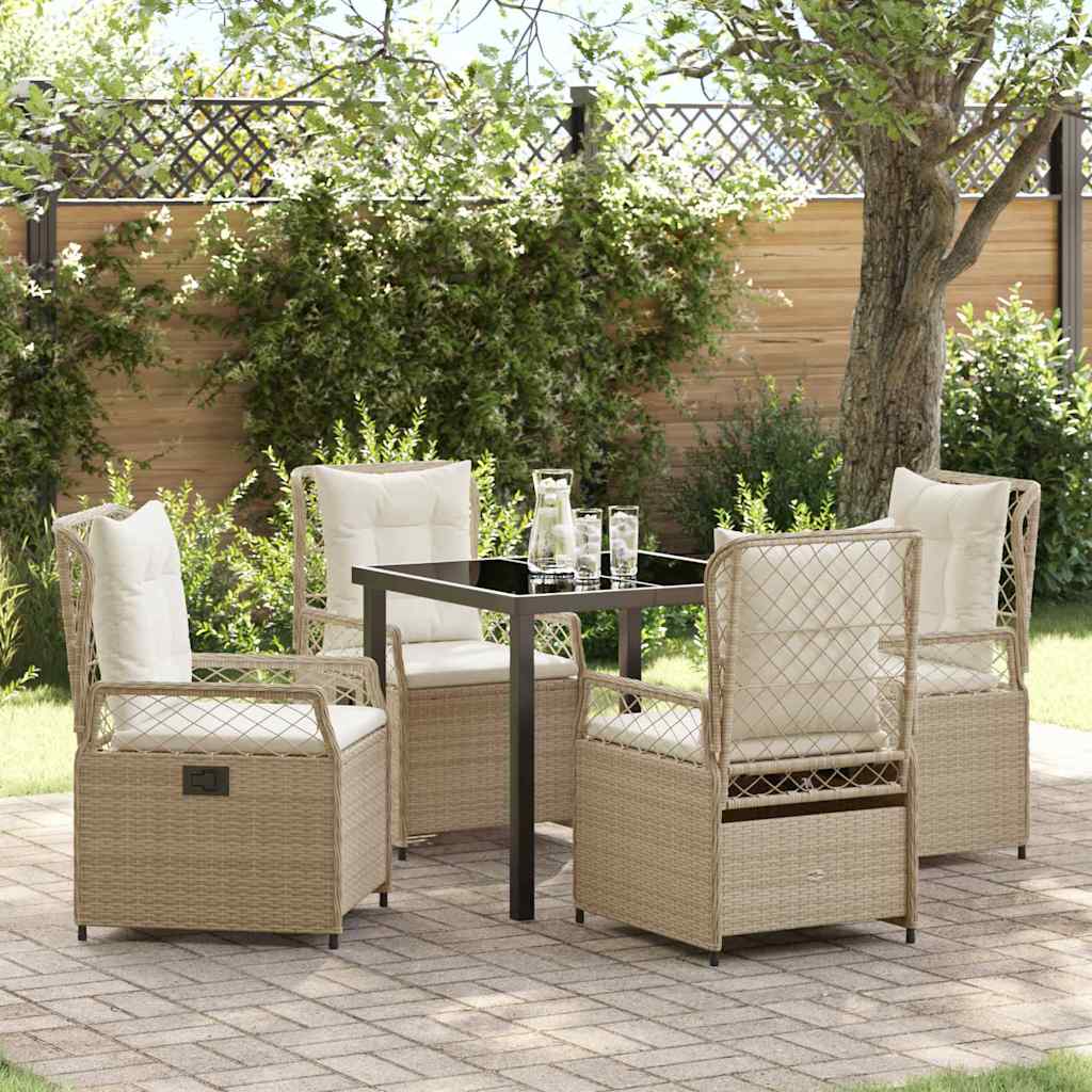 Have Spisebordssæt 5 pcs Beige og cremehvid polyrattan