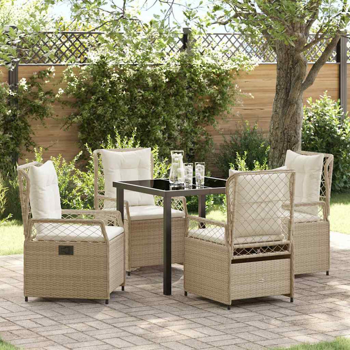 Have Spisebordssæt 5 pcs Beige og cremehvid polyrattan