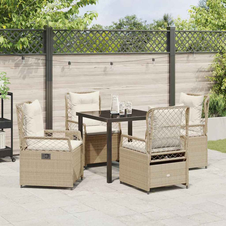 Have Spisebordssæt 5 pcs Beige og cremehvid polyrattan
