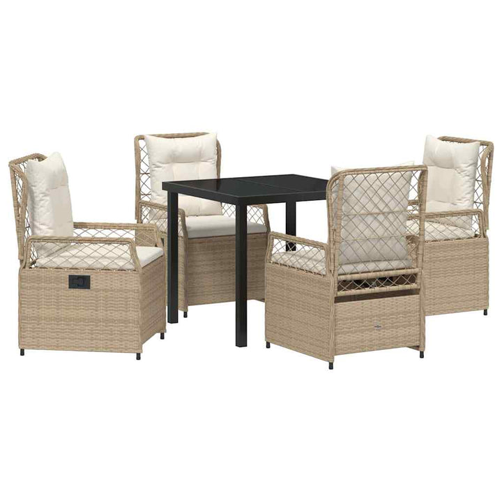Have Spisebordssæt 5 pcs Beige og cremehvid polyrattan