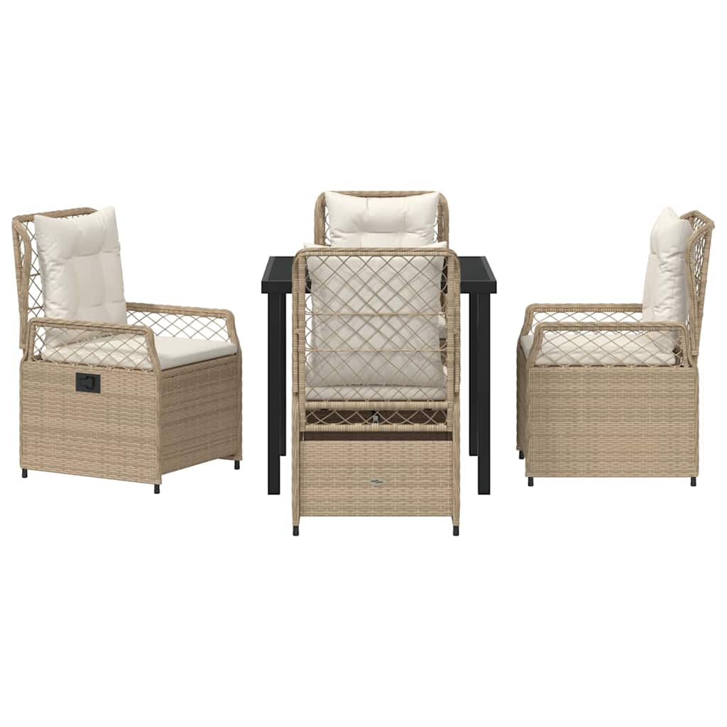 Have Spisebordssæt 5 pcs Beige og cremehvid polyrattan