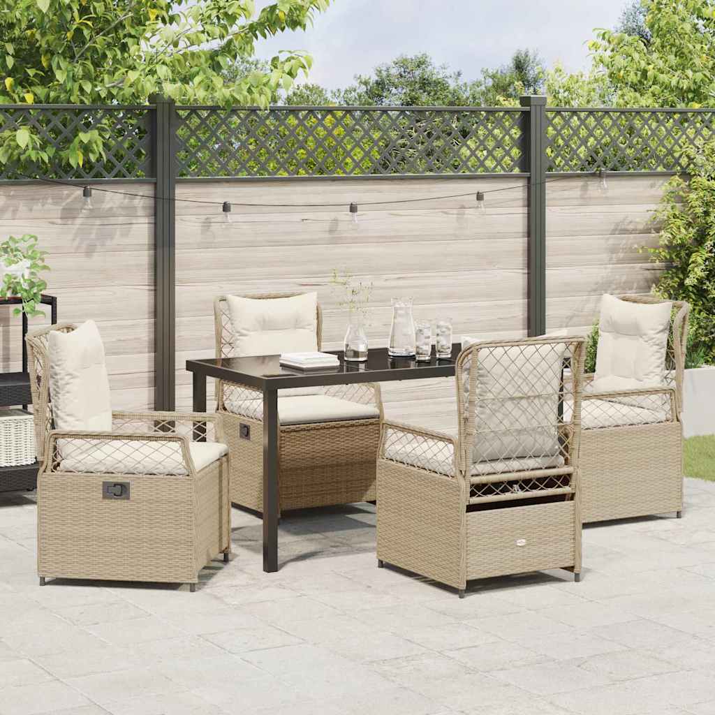 Have Spisebordssæt 5 pcs Beige og cremehvid polyrattan