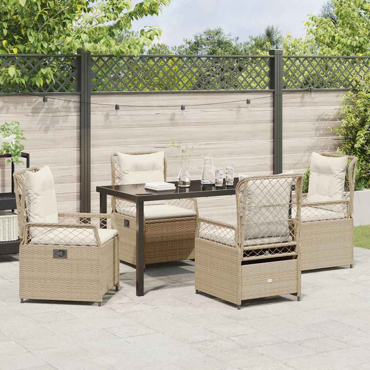 Have Spisebordssæt 5 pcs Beige og cremehvid polyrattan