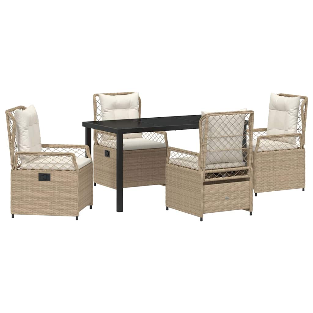 Have Spisebordssæt 5 pcs Beige og cremehvid polyrattan