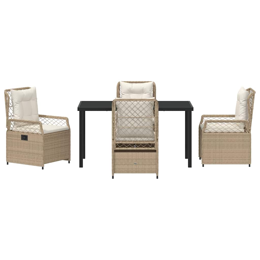 Have Spisebordssæt 5 pcs Beige og cremehvid polyrattan