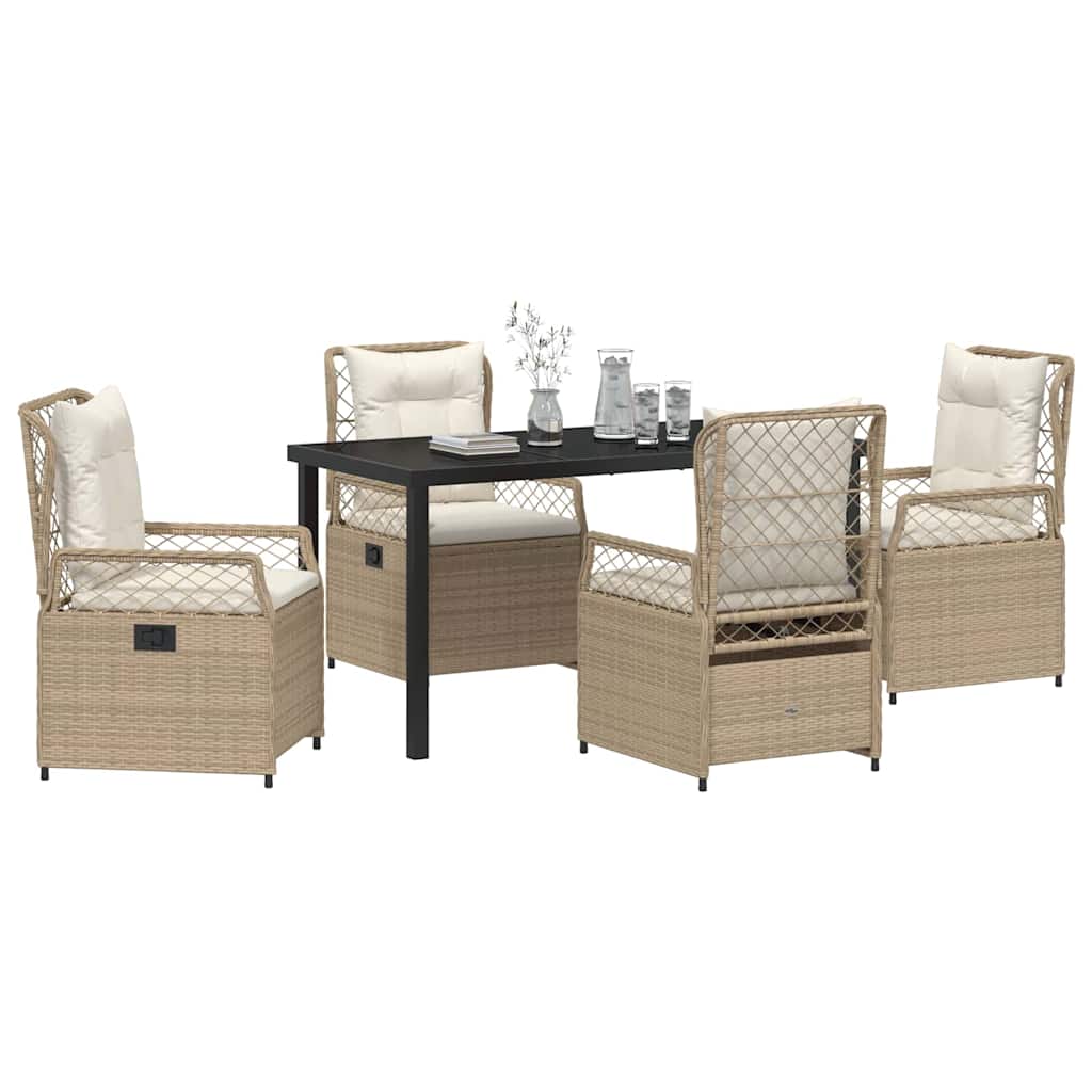Have Spisebordssæt 5 pcs Beige og cremehvid polyrattan