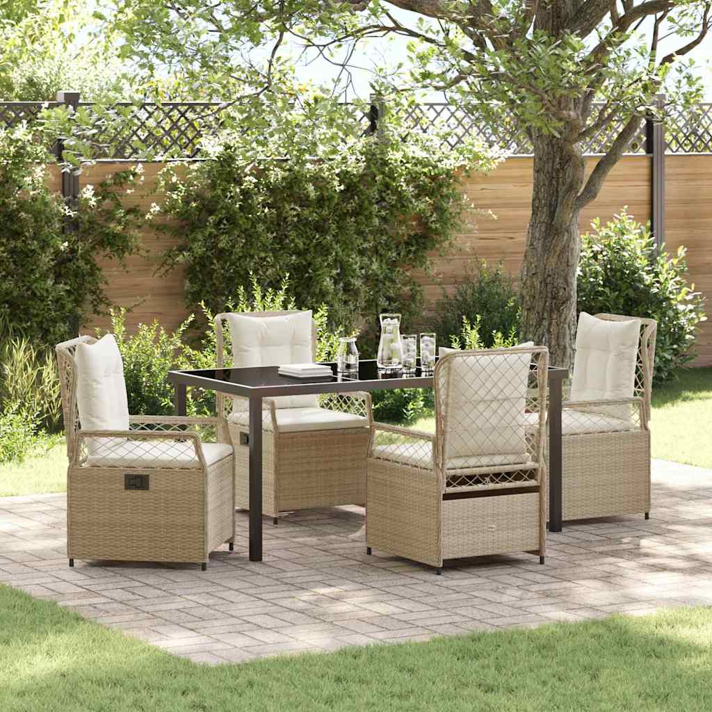 Have Spisebordssæt 5 pcs Beige og cremehvid polyrattan