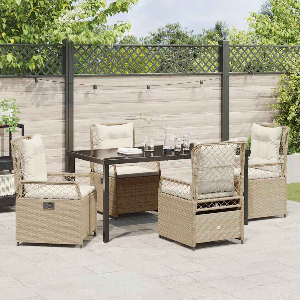 Have Spisebordssæt 5 pcs Beige og cremehvid polyrattan
