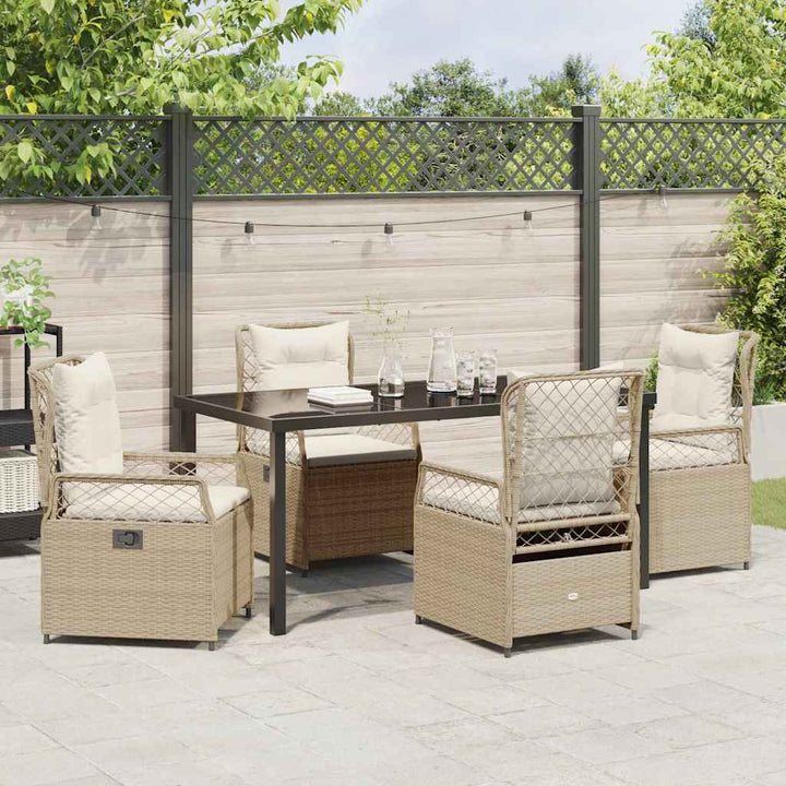 Have Spisebordssæt 5 pcs Beige og cremehvid polyrattan