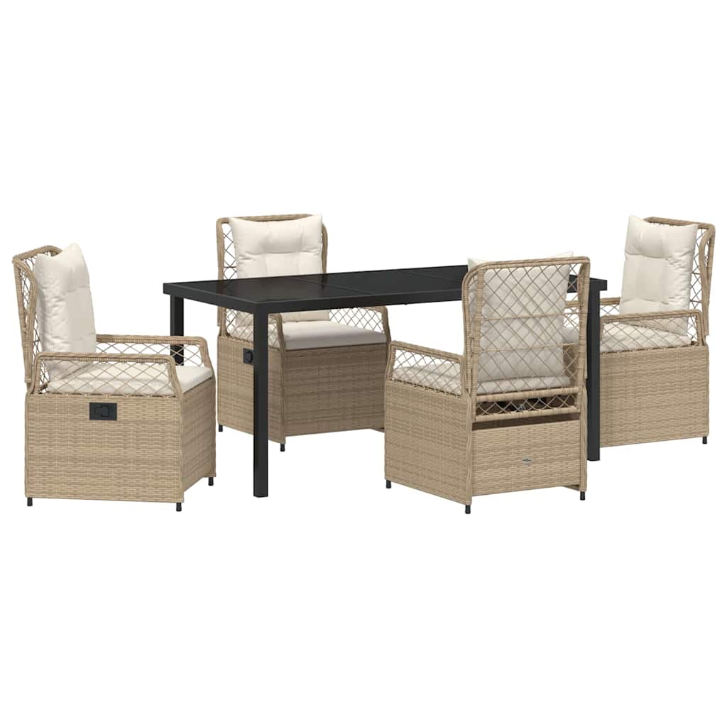 Have Spisebordssæt 5 pcs Beige og cremehvid polyrattan