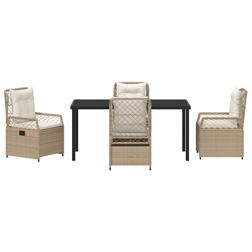 Have Spisebordssæt 5 pcs Beige og cremehvid polyrattan