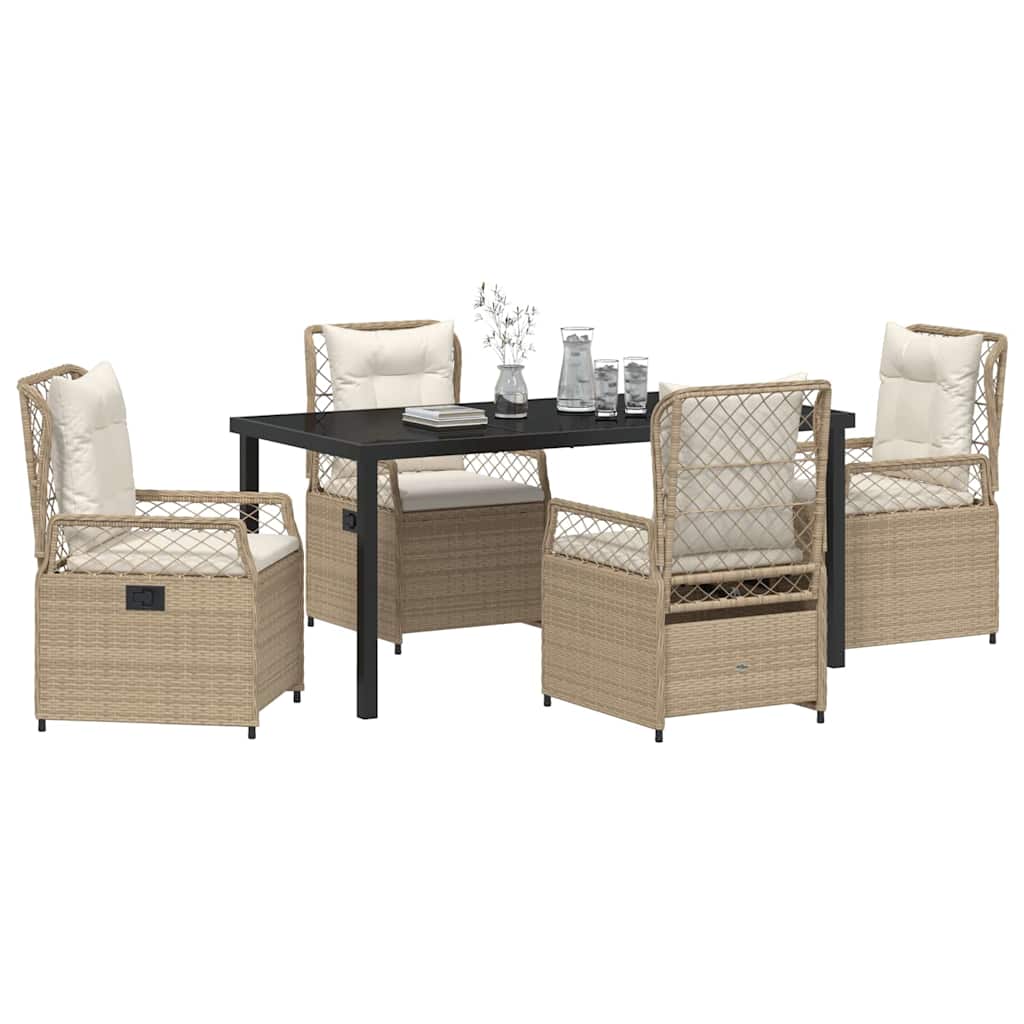 Have Spisebordssæt 5 pcs Beige og cremehvid polyrattan
