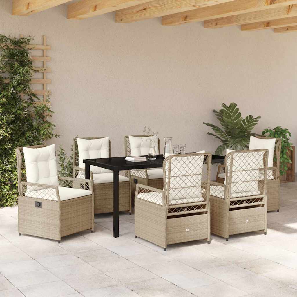 Have Spisebordssæt 7 pcs Beige og cremehvid polyrattan