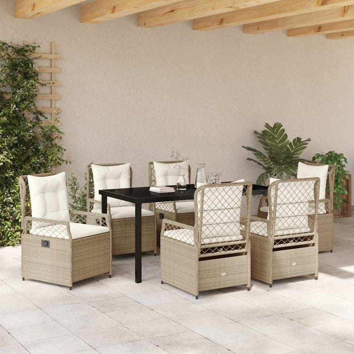 Have Spisebordssæt 7 pcs Beige og cremehvid polyrattan
