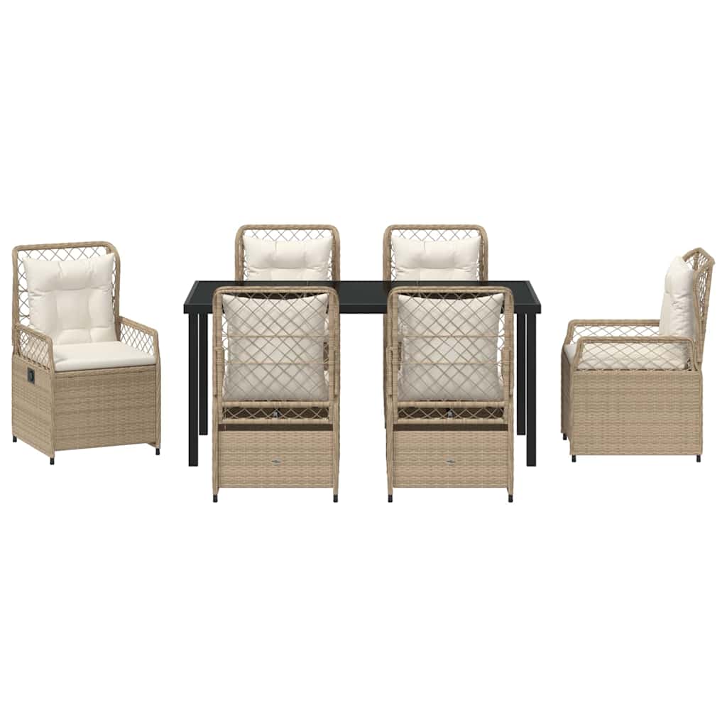 Have Spisebordssæt 7 pcs Beige og cremehvid polyrattan