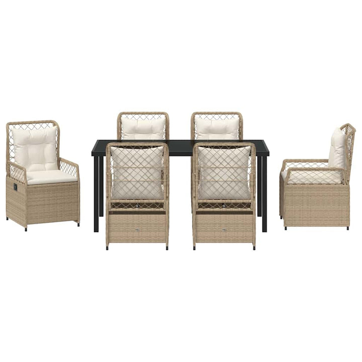 Have Spisebordssæt 7 pcs Beige og cremehvid polyrattan