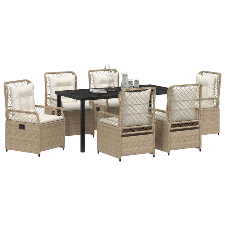 Have Spisebordssæt 7 pcs Beige og cremehvid polyrattan