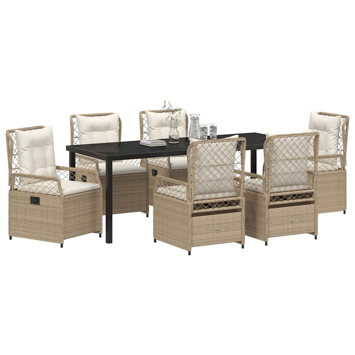 Have Spisebordssæt 7 pcs Beige og cremehvid polyrattan