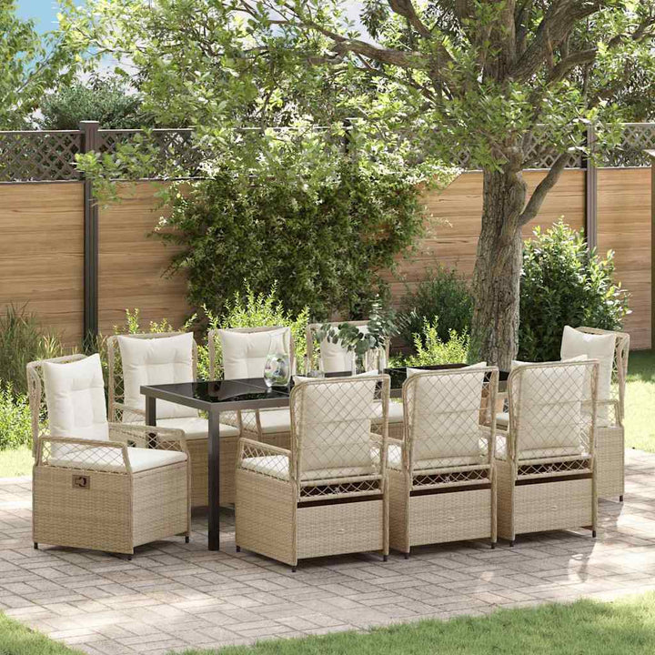 Have Spisebordssæt 9 pcs Beige og cremehvid polyrattan