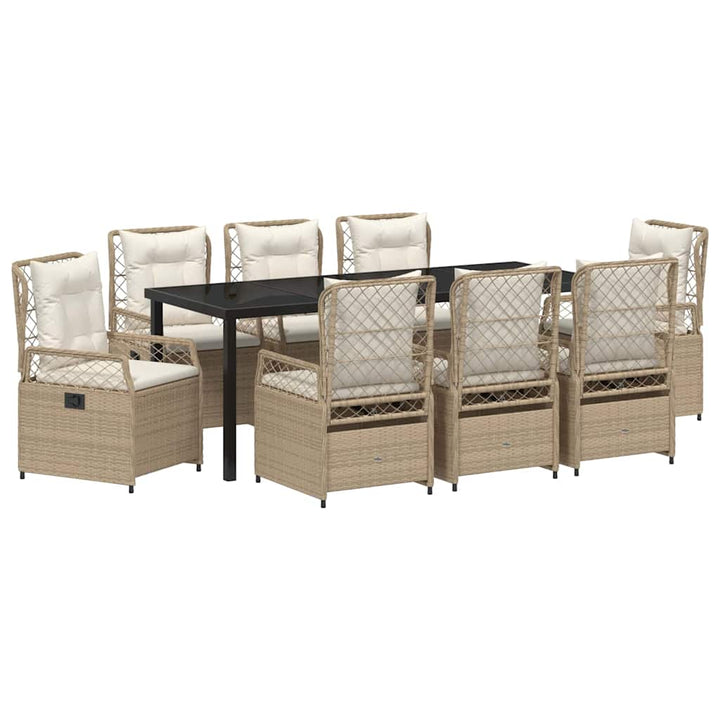 Have Spisebordssæt 9 pcs Beige og cremehvid polyrattan