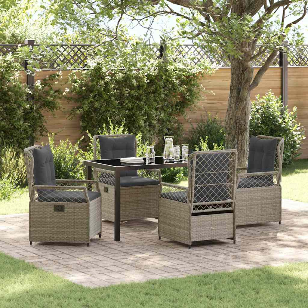 Have Spisebordssæt 5 pcs Lysegrå polyrattan
