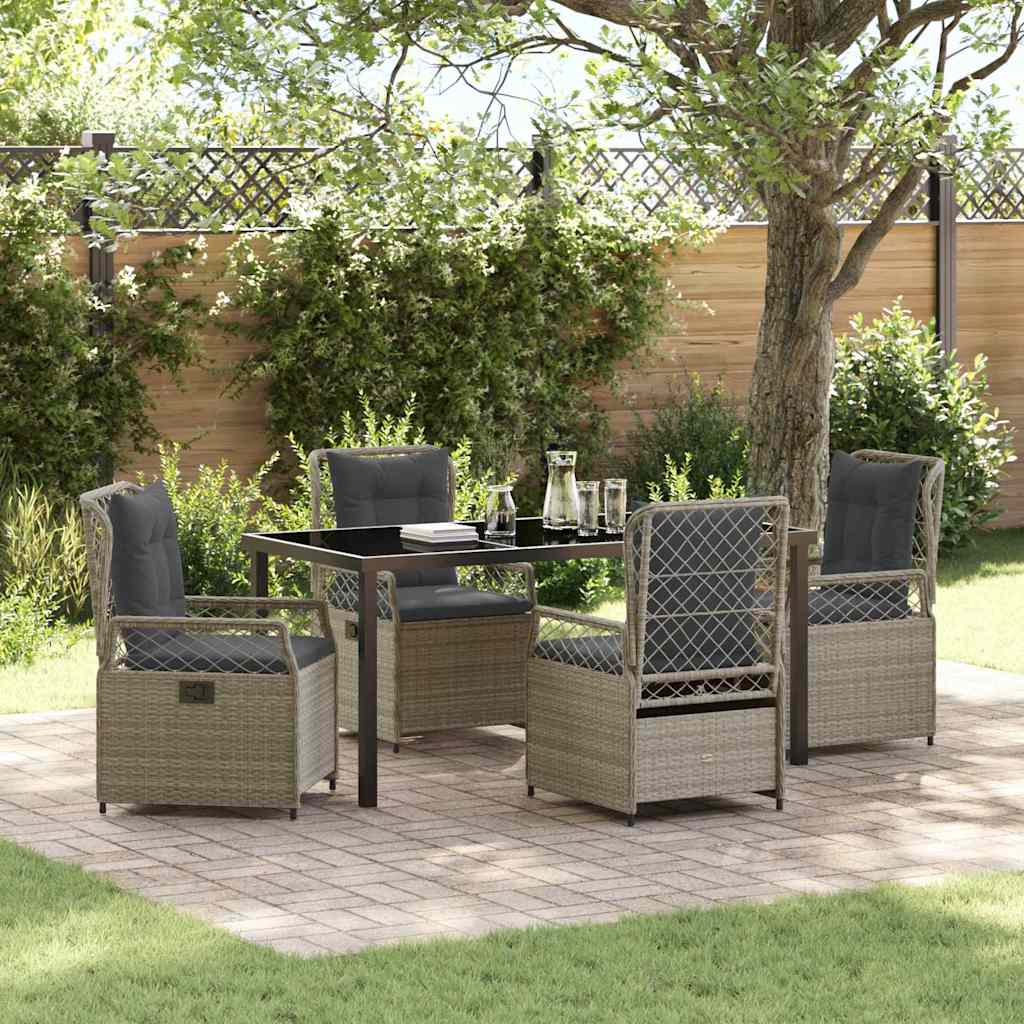 Have Spisebordssæt 5 pcs Lysegrå polyrattan