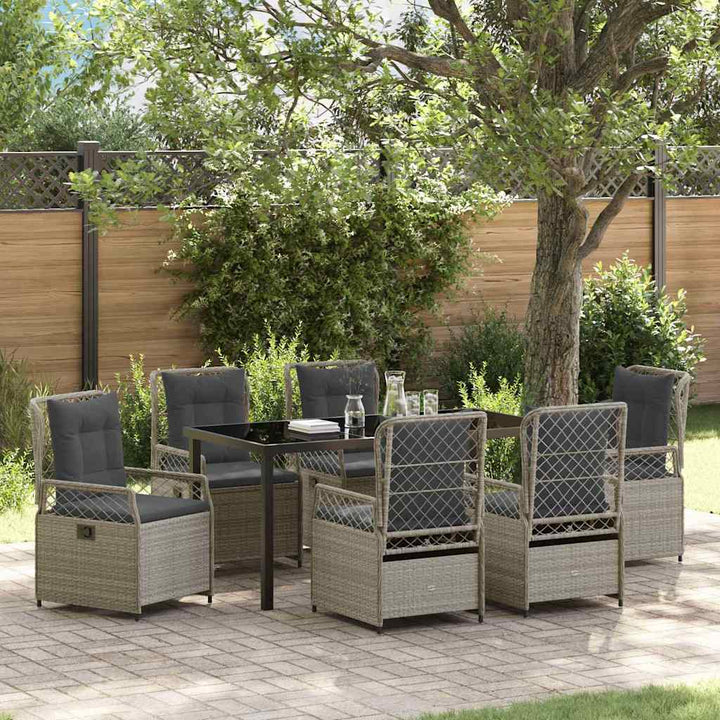 Have Spisebordssæt 7 pcs Lysegrå polyrattan