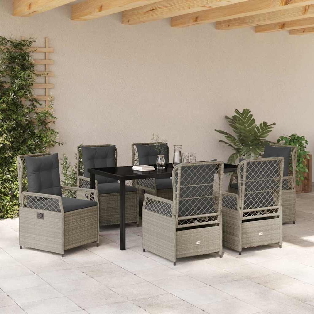 Have Spisebordssæt 7 pcs Lysegrå polyrattan