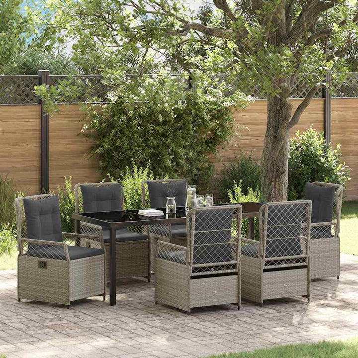 Have Spisebordssæt 7 pcs Lysegrå polyrattan