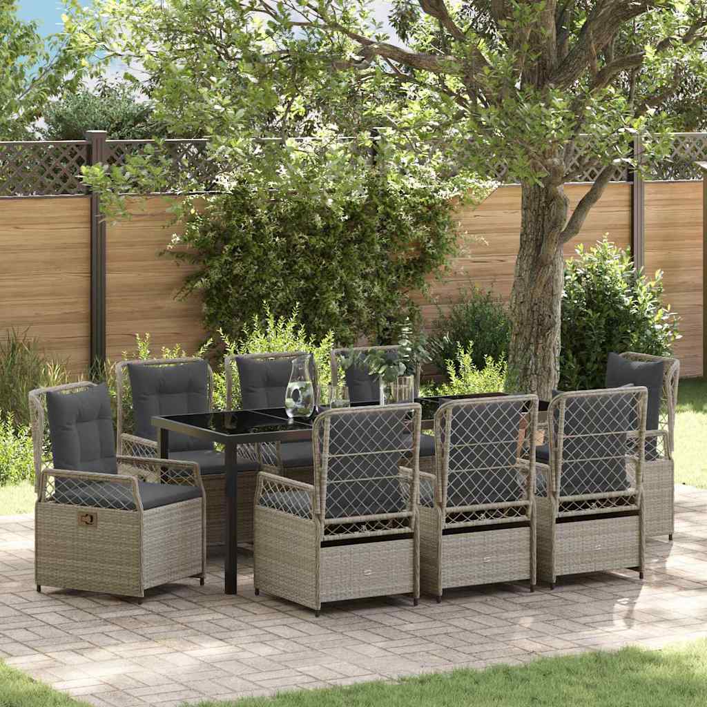 Have Spisebordssæt 9 pcs Lysegrå polyrattan