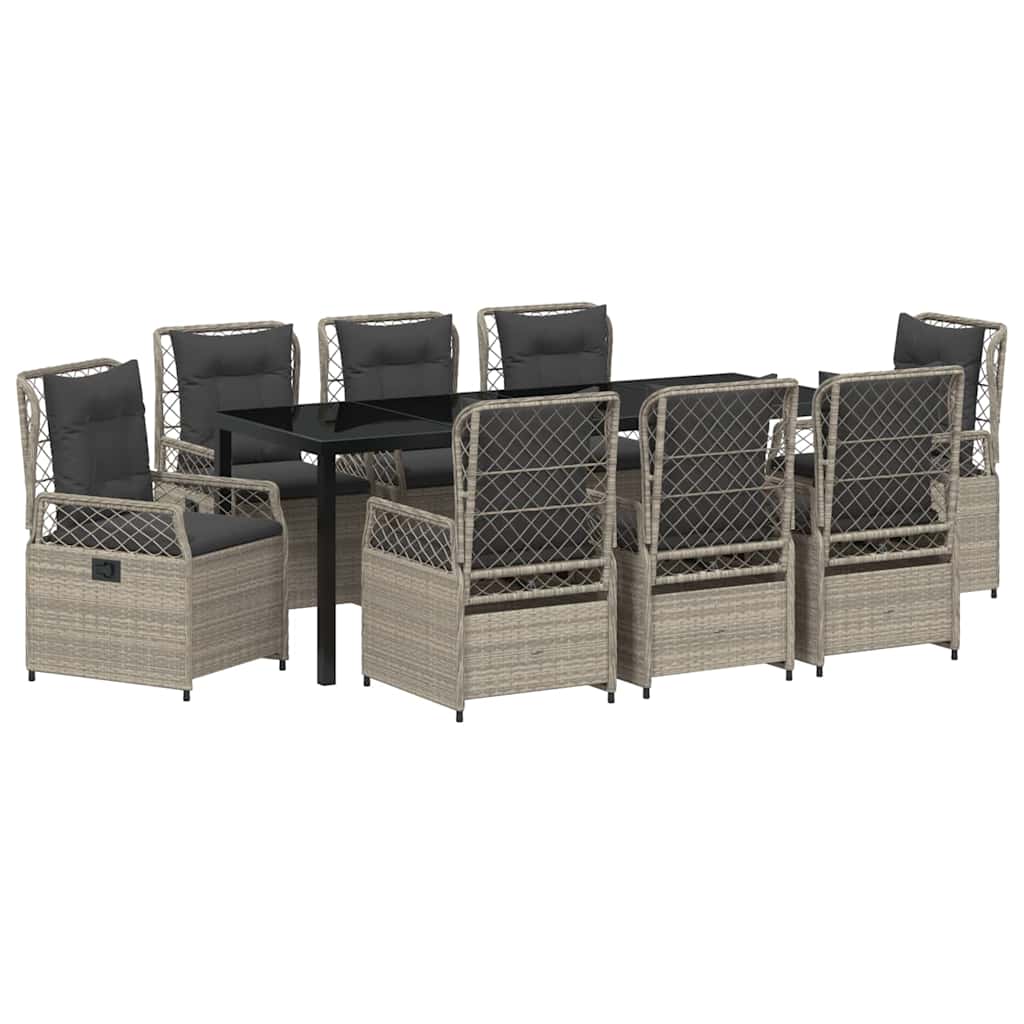 Have Spisebordssæt 9 pcs Lysegrå polyrattan