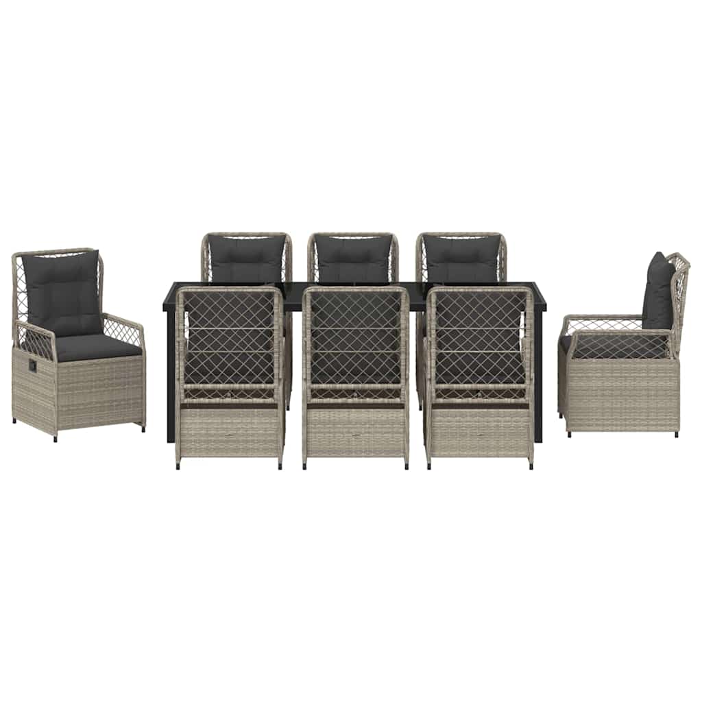Have Spisebordssæt 9 pcs Lysegrå polyrattan