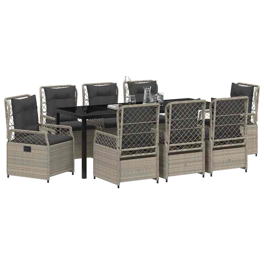 Have Spisebordssæt 9 pcs Lysegrå polyrattan