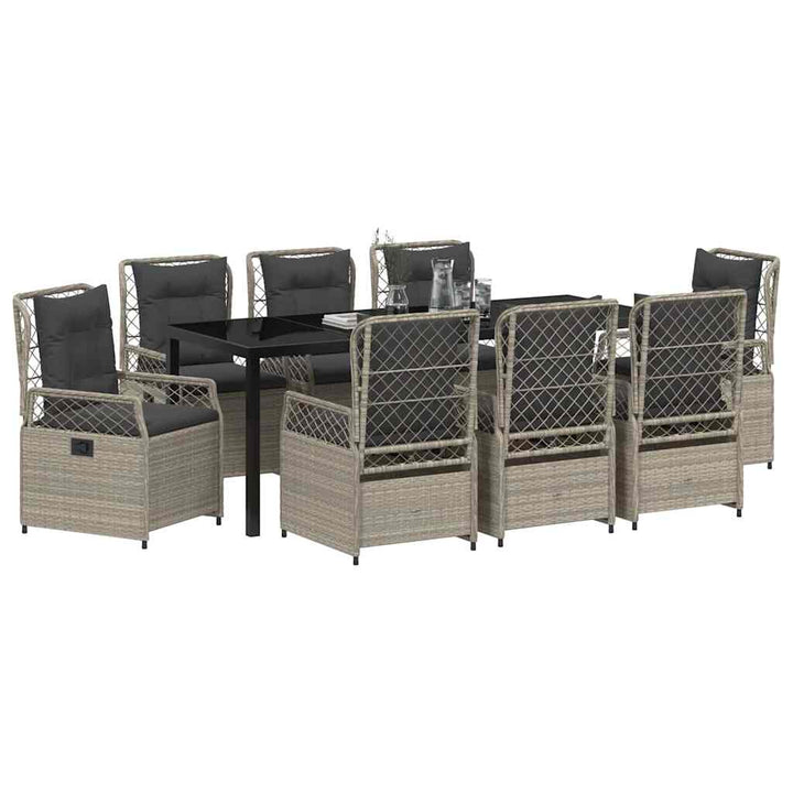Have Spisebordssæt 9 pcs Lysegrå polyrattan