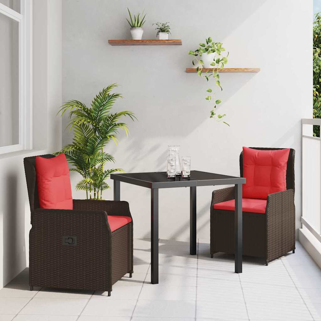 Have Spisebordssæt med pude 3 pcs Brun Poly rattan