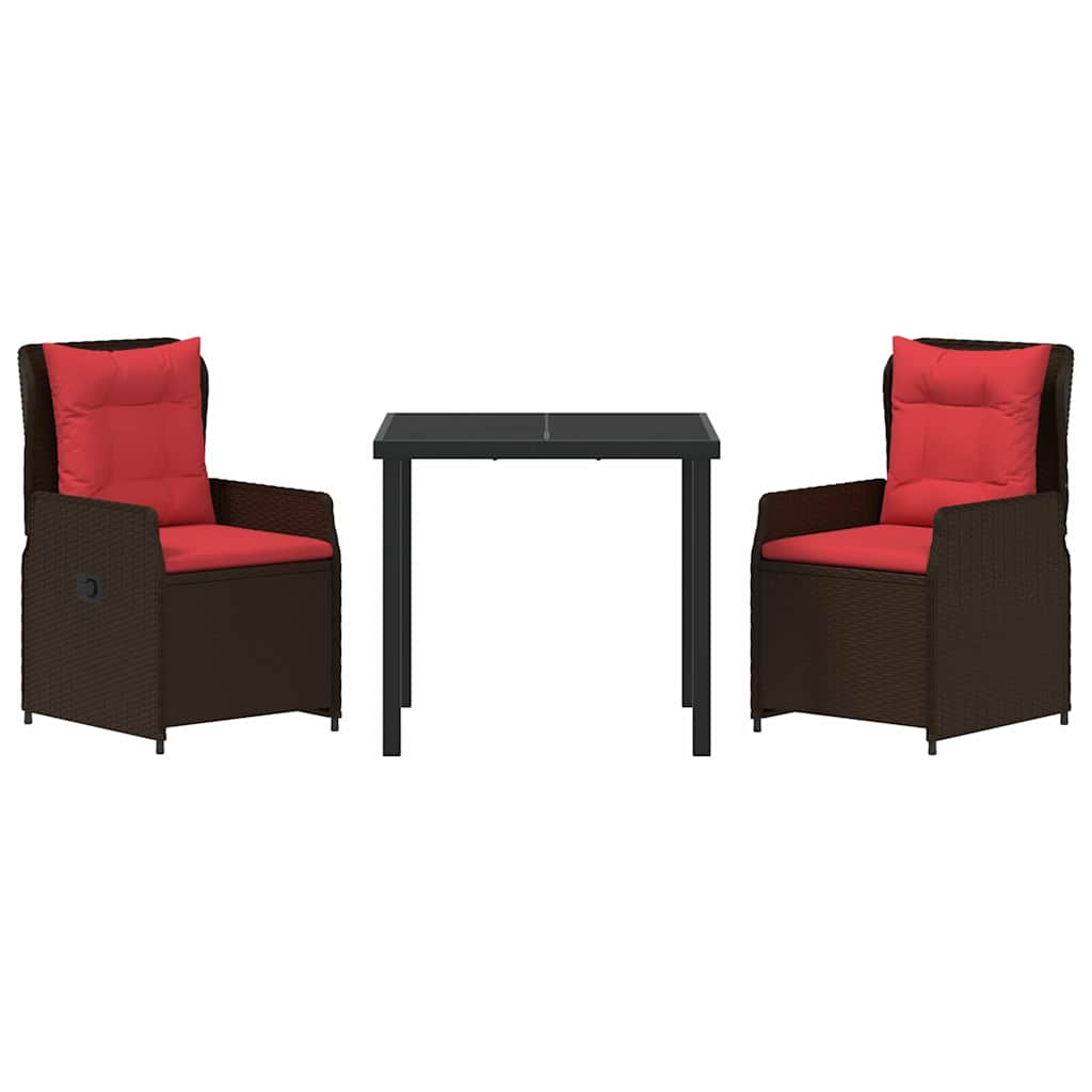 Have Spisebordssæt med pude 3 pcs Brun Poly rattan