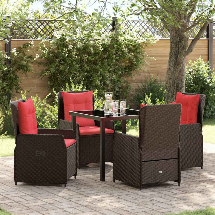Have Spisebordssæt med pude 5 pcs Brun Poly rattan
