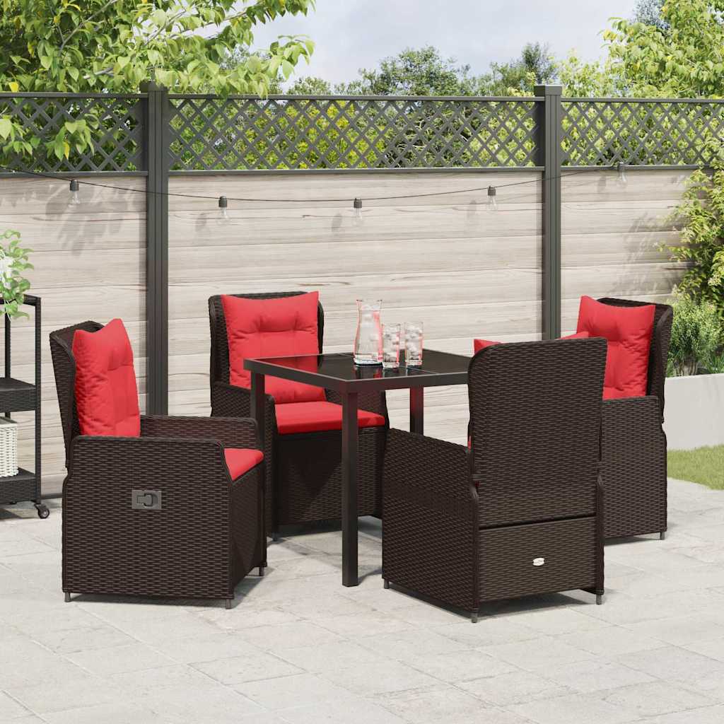 Have Spisebordssæt med pude 5 pcs Brun Poly rattan
